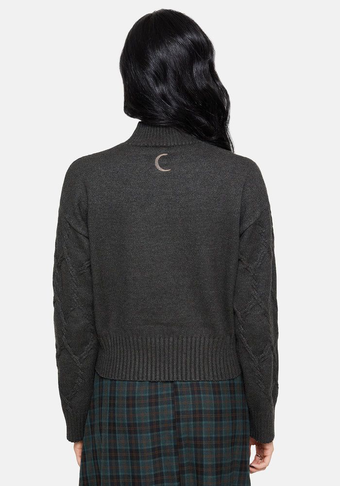 Abellona Embroidered Cable Knit Sweater
