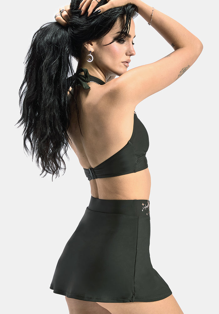 Abellona Embroidered Faux Wrap Swim Skirt