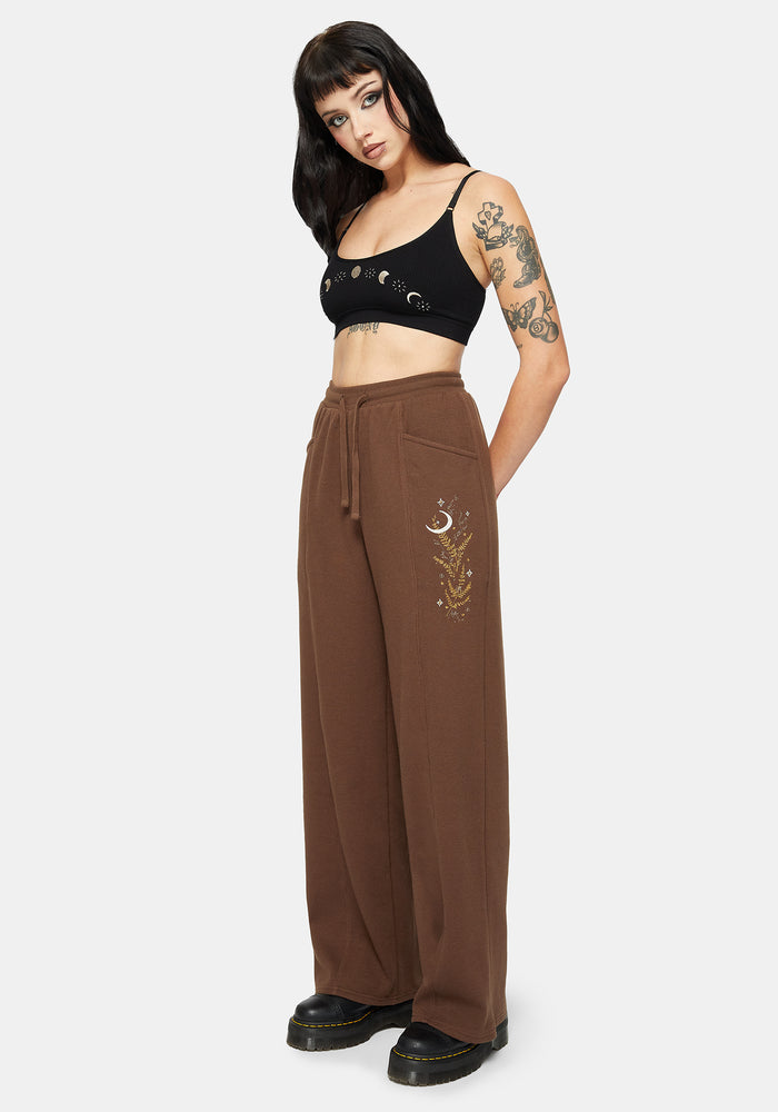 Abellona Waffle Embroidered Wide Leg Jogger