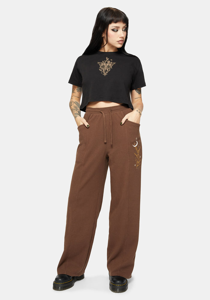Abellona Waffle Embroidered Wide Leg Jogger