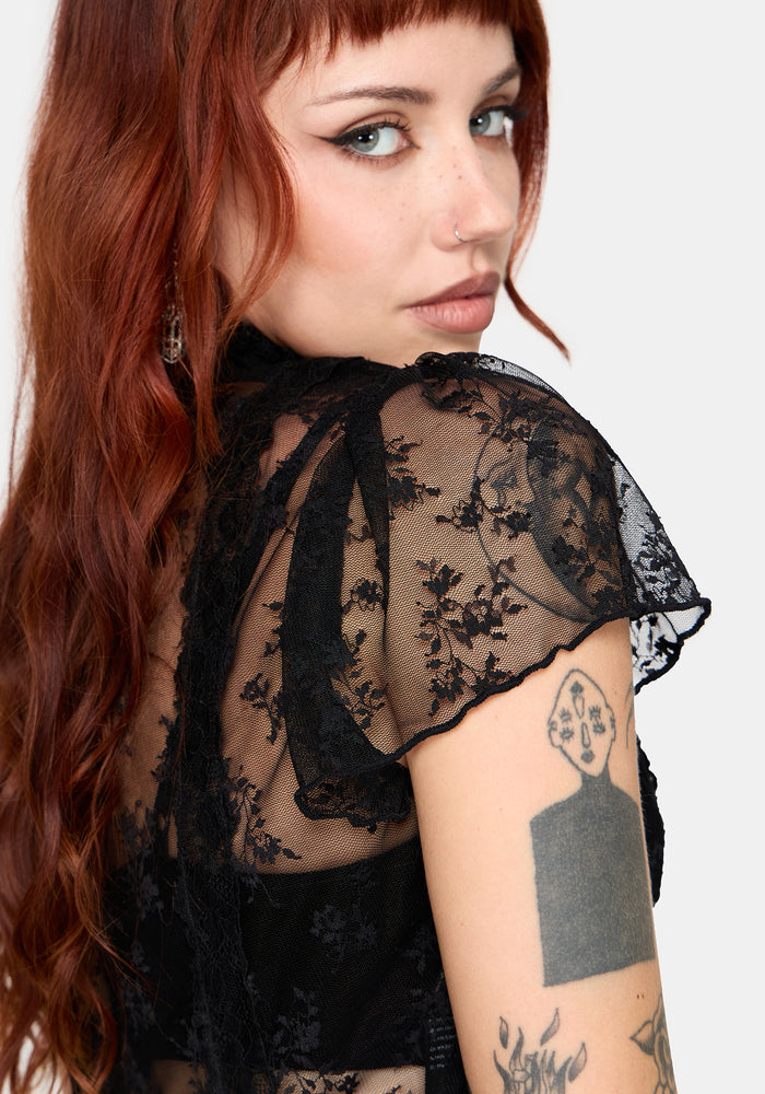 Ada Lace & Chiffon Button Down Shirt