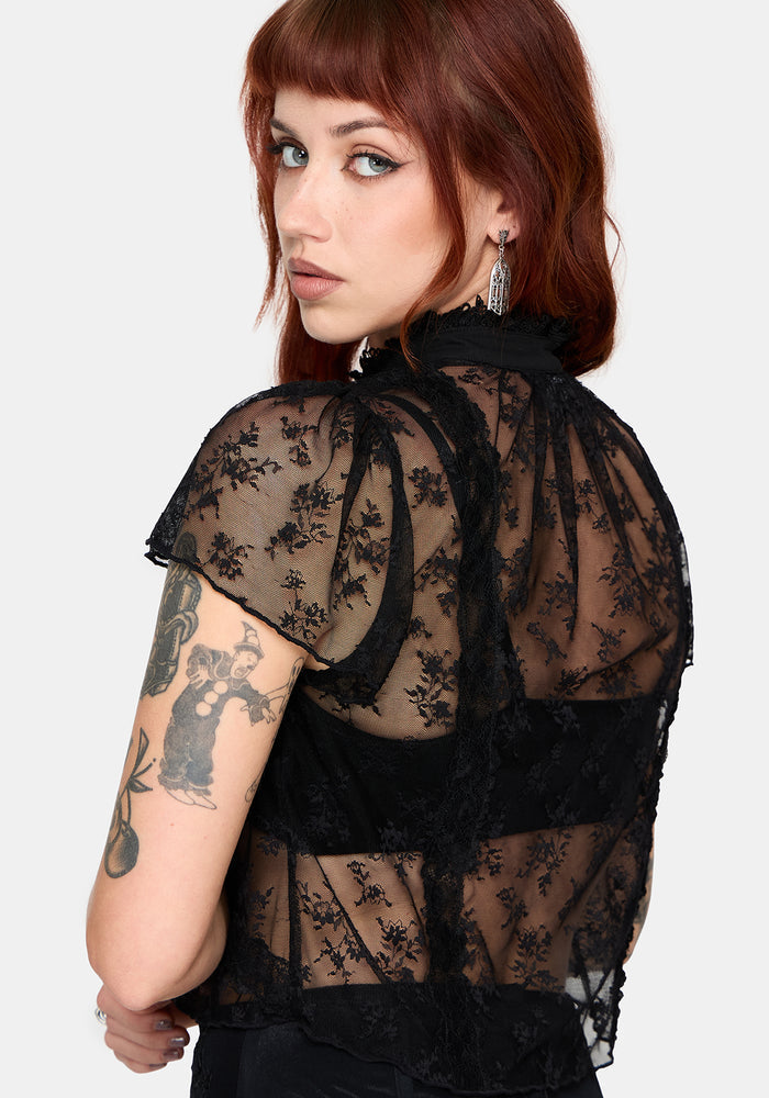 Ada Lace & Chiffon Button Down Shirt