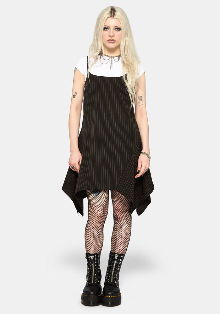 Alecto Pinstripe Handkerchief Hem Mini Dress US 2