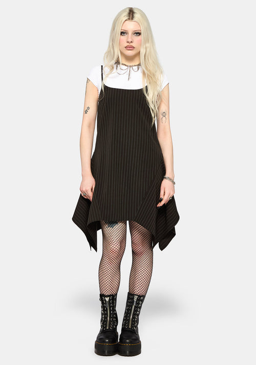 Alecto Pinstripe Handkerchief Hem Mini Dress US 2