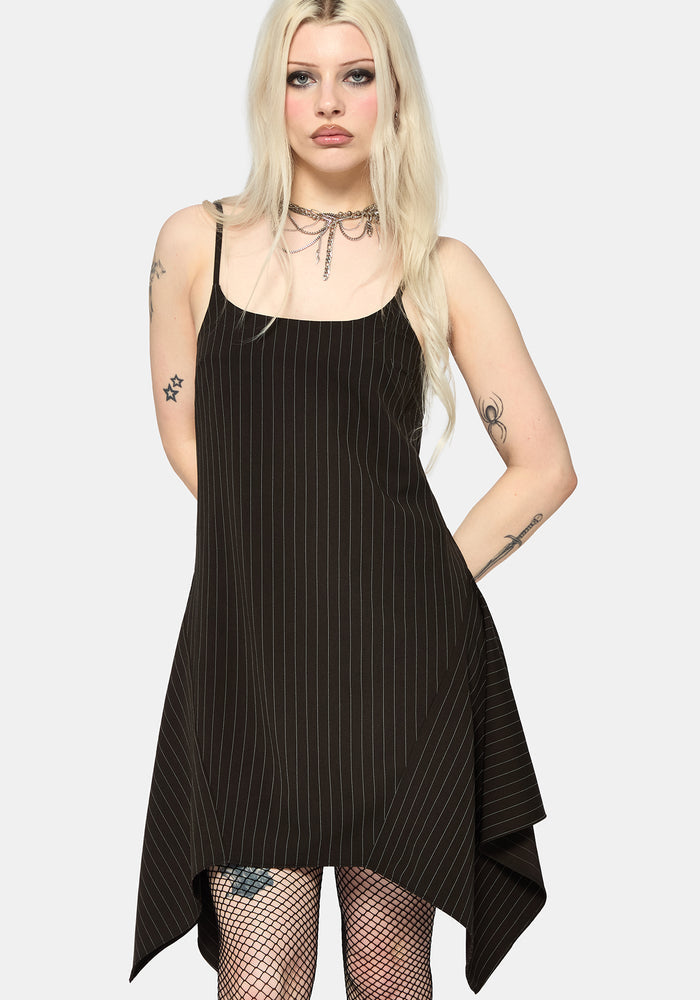 Alecto Pinstripe Handkerchief Hem Mini Dress US 2