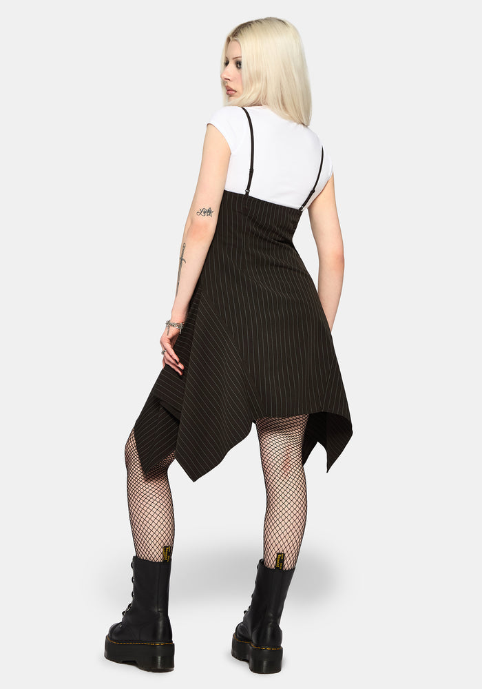 Alecto Pinstripe Handkerchief Hem Mini Dress US 2