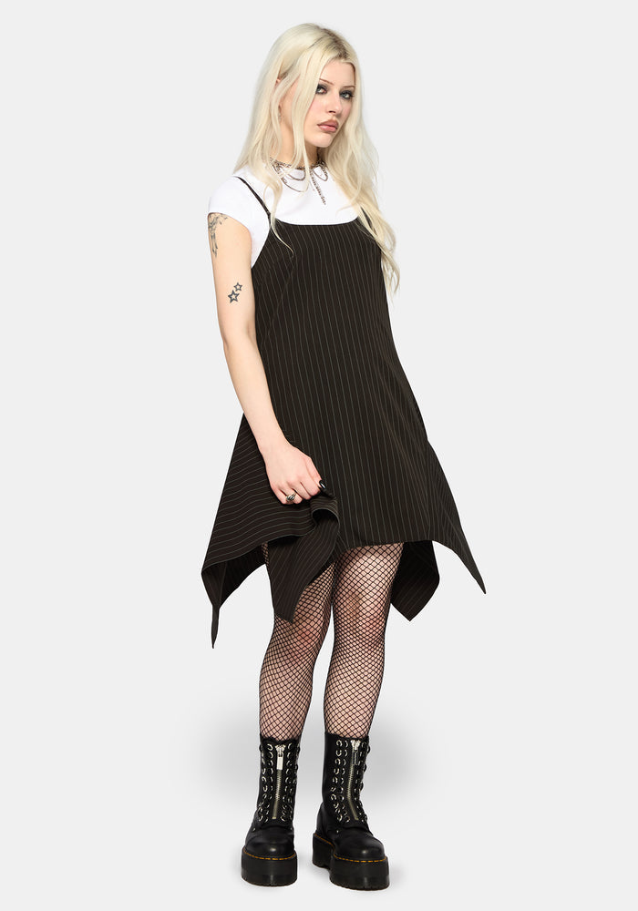 Alecto Pinstripe Handkerchief Hem Mini Dress US 2