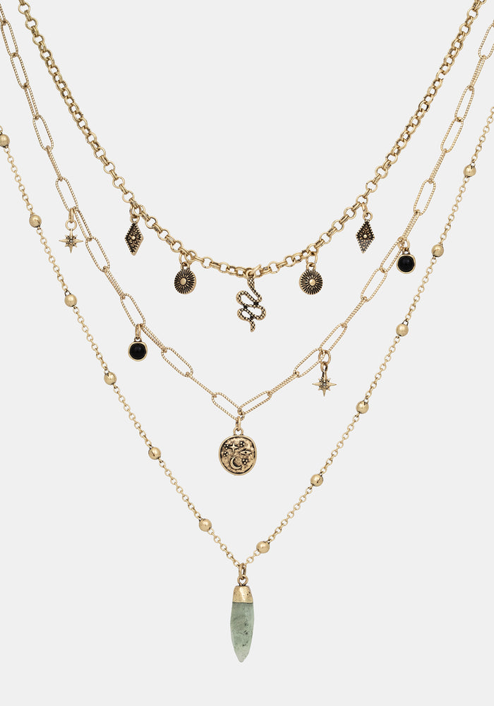 Alexen Snake Disc Layered Necklace