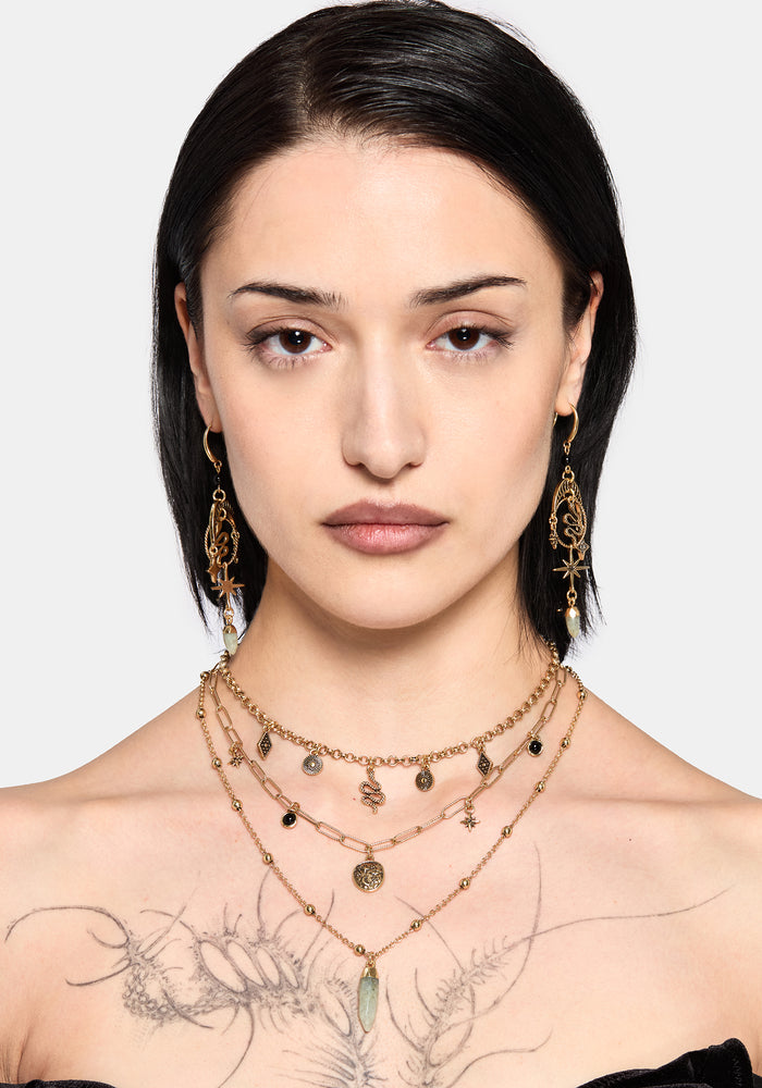 Alexen Snake Disc Layered Necklace