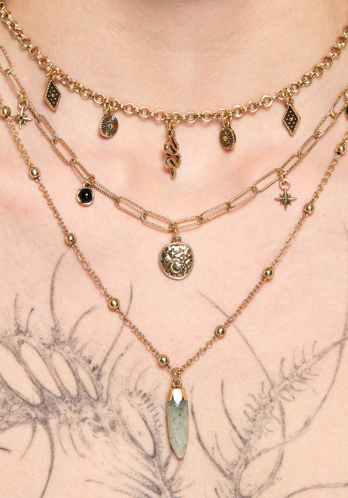 Alexen Snake Disc Layered Necklace