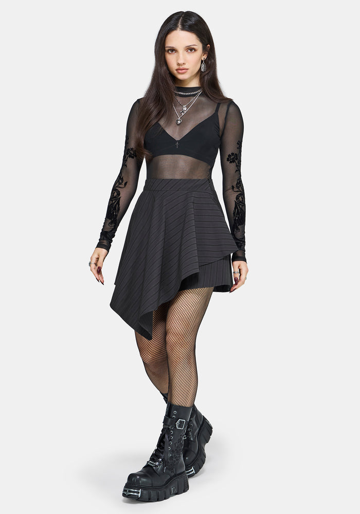 Allie Stripe Hanky Hem Mini Skirt