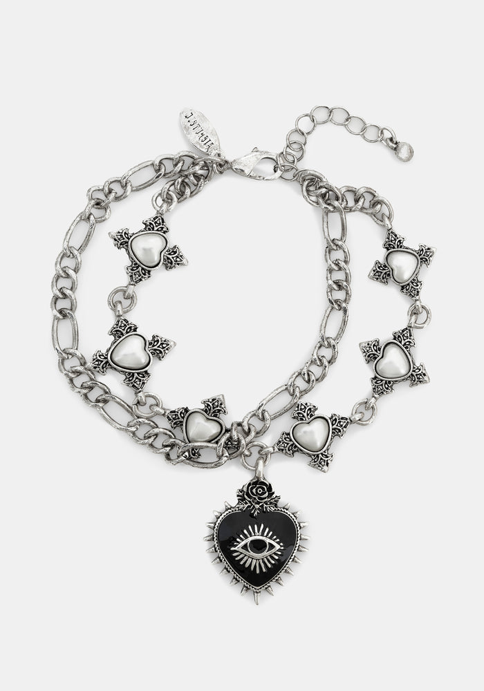 Amada Prickle Sacred Heart Layered Chunky Bracelet