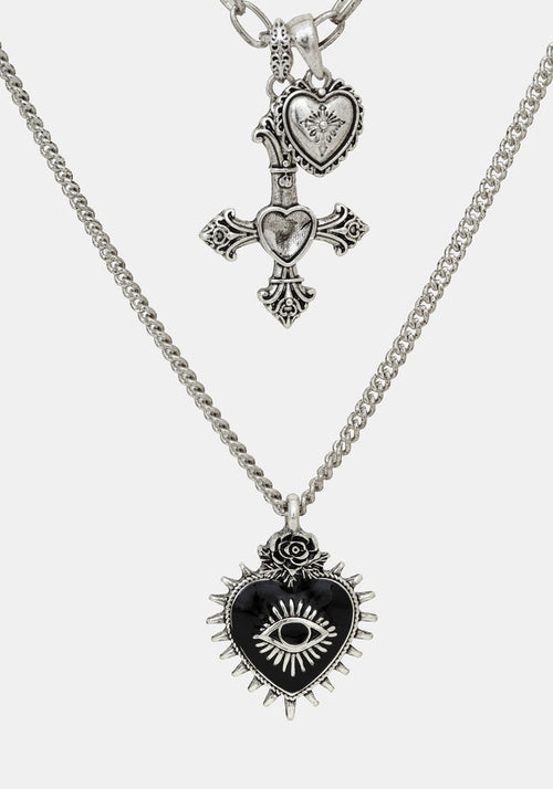 Amada Prickle Scared Heart Layered Necklace