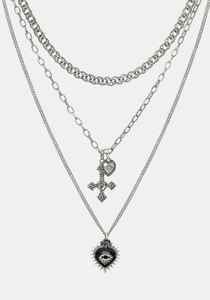 Amada Prickle Scared Heart Layered Necklace