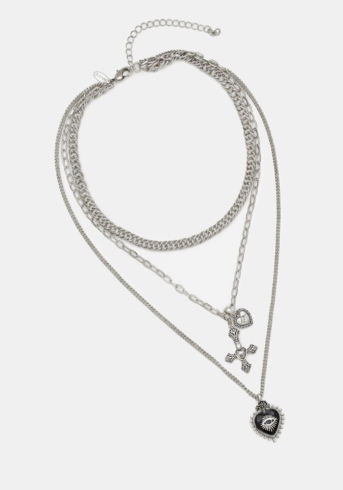 Amada Prickle Scared Heart Layered Necklace