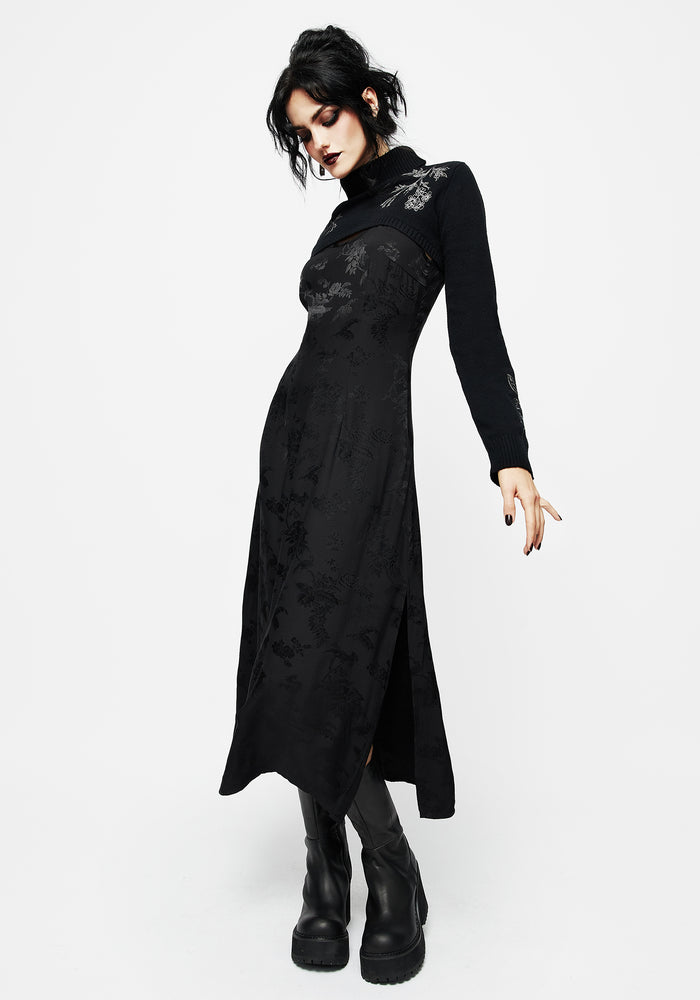 Amalthea Embroidered Roll Neck Extreme Crop Sweater