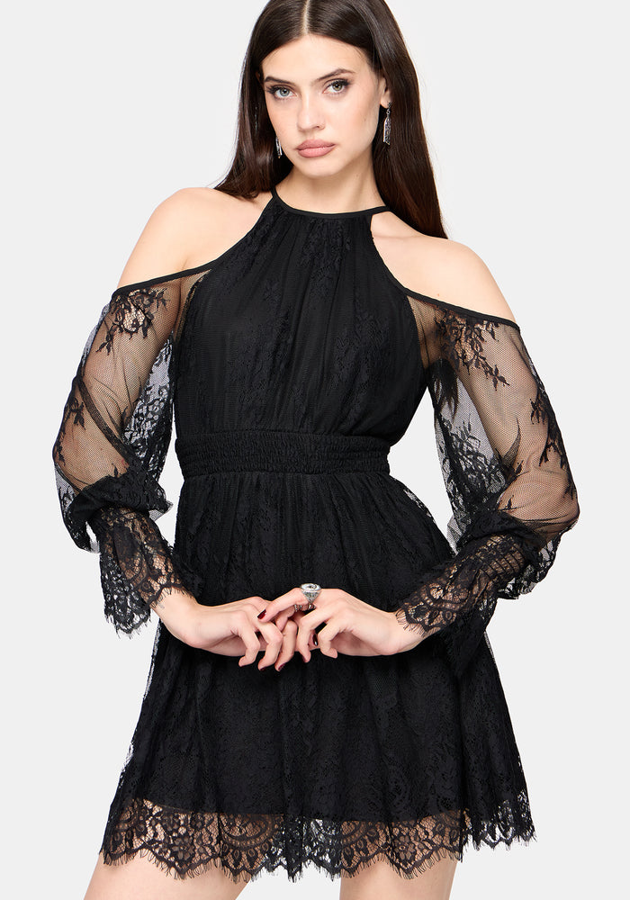 Amelie Lace Cold Shoulder Mini Dress