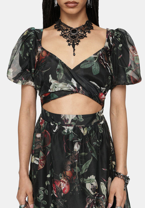 Anara Fruit Print Twist Front Midaxi Dress