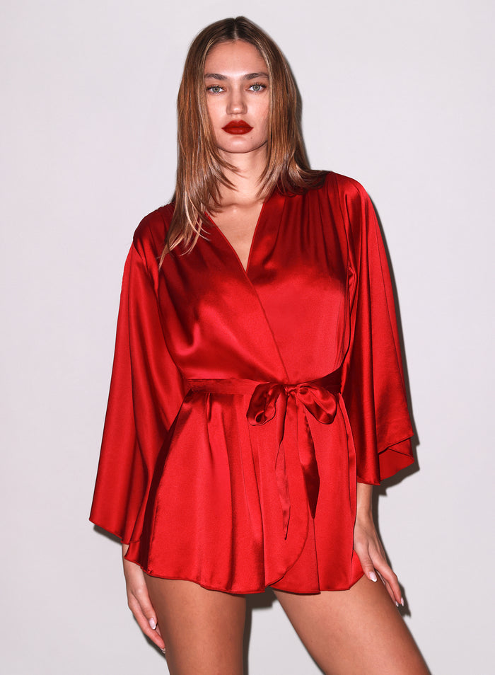 Angel Sleeve Robe-rouge-Fleur du Mal