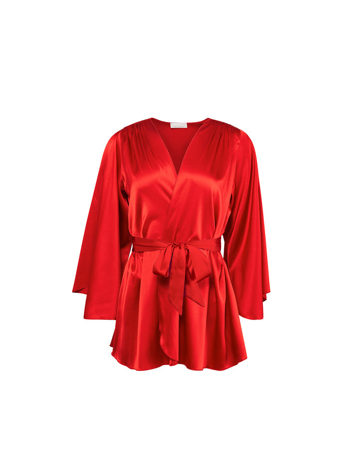 Angel Sleeve Robe-rouge-flat