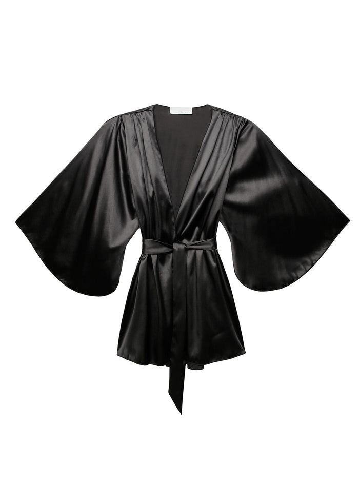 Angel Sleeve Robe-black-flat