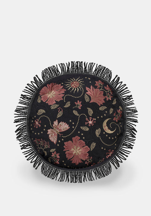 Angela Folk Embroidered Round Cushion