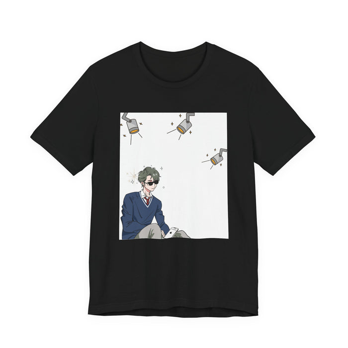 Anime Study Boy Graphic Tee — Cute Bookish Student Design