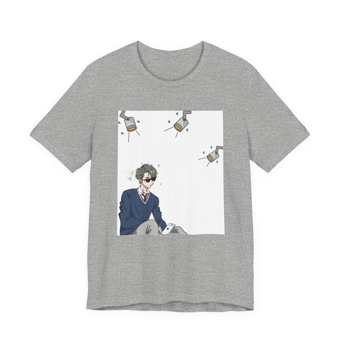 Anime Study Boy Graphic Tee — Cute Bookish Student Design