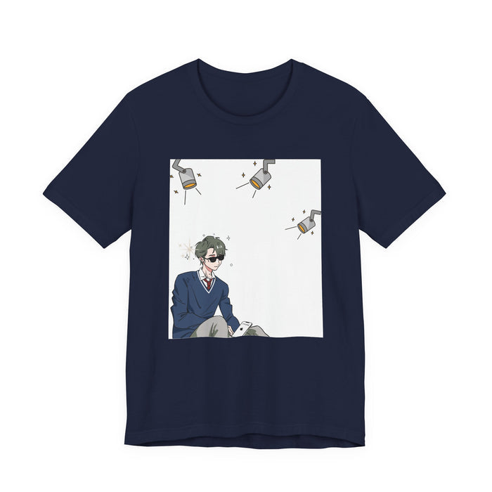 Anime Study Boy Graphic Tee — Cute Bookish Student Design