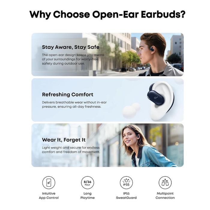 Anker soundcore V20i Adjustable Ear Hooks Earbuds - Blue