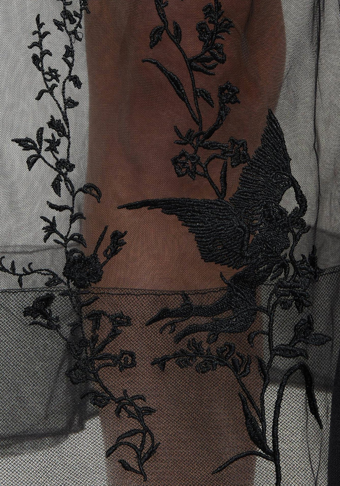 Aria Embroidered Tulle Button Up Midaxi Shirt Dress