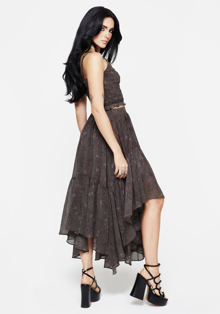 Arnora Chiffon Handkerchief Hem Midaxi Skirt