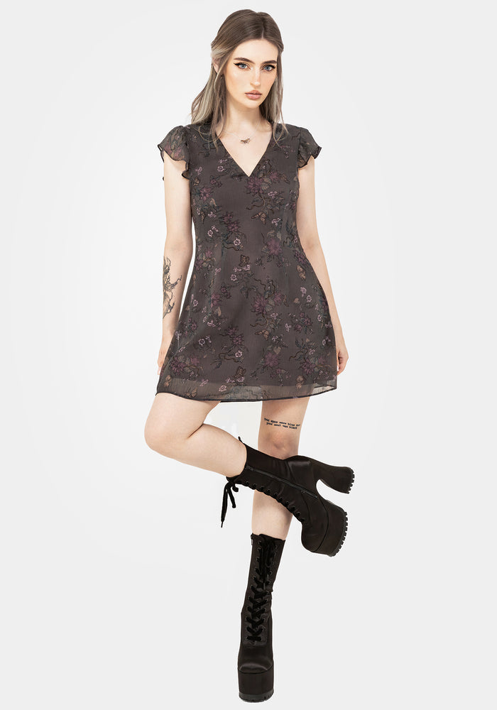 Arnora Chiffon Ruffle Detail Mini Dress