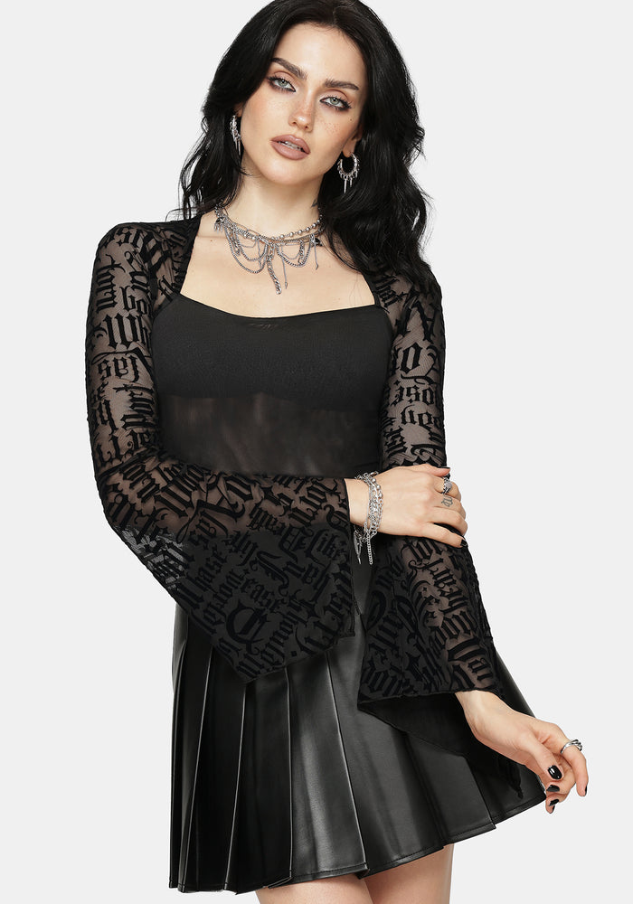 Ashes & Words Square Neck Flock Mesh Top