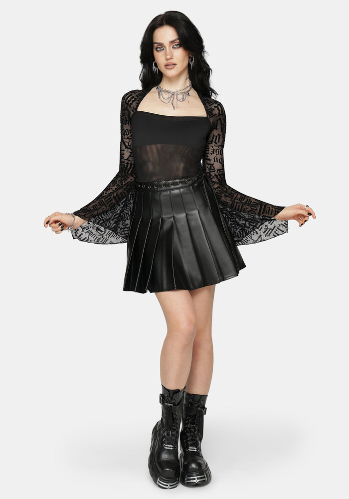 Ashes & Words Square Neck Flock Mesh Top