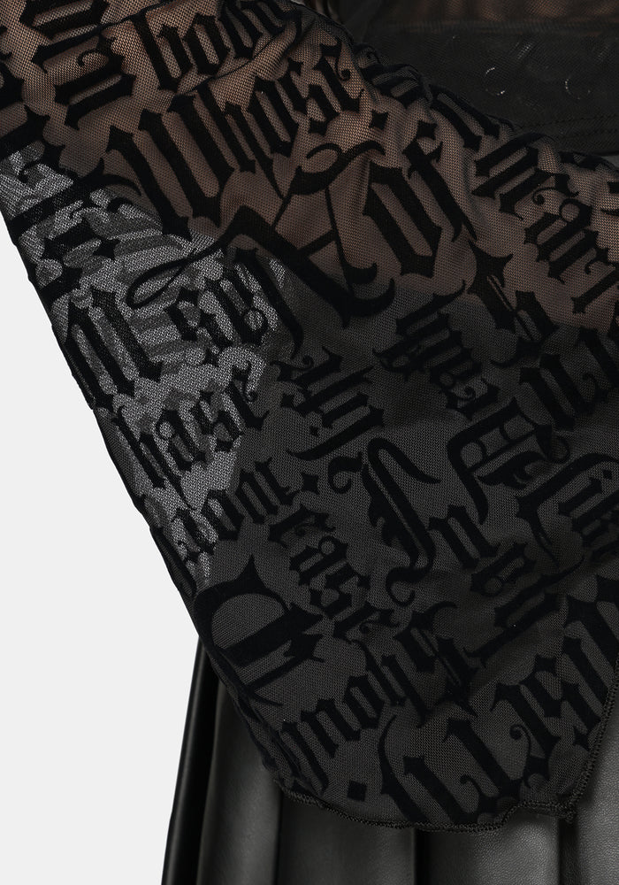 Ashes & Words Square Neck Flock Mesh Top