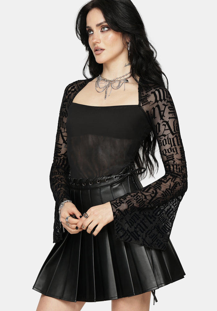 Ashes & Words Square Neck Flock Mesh Top