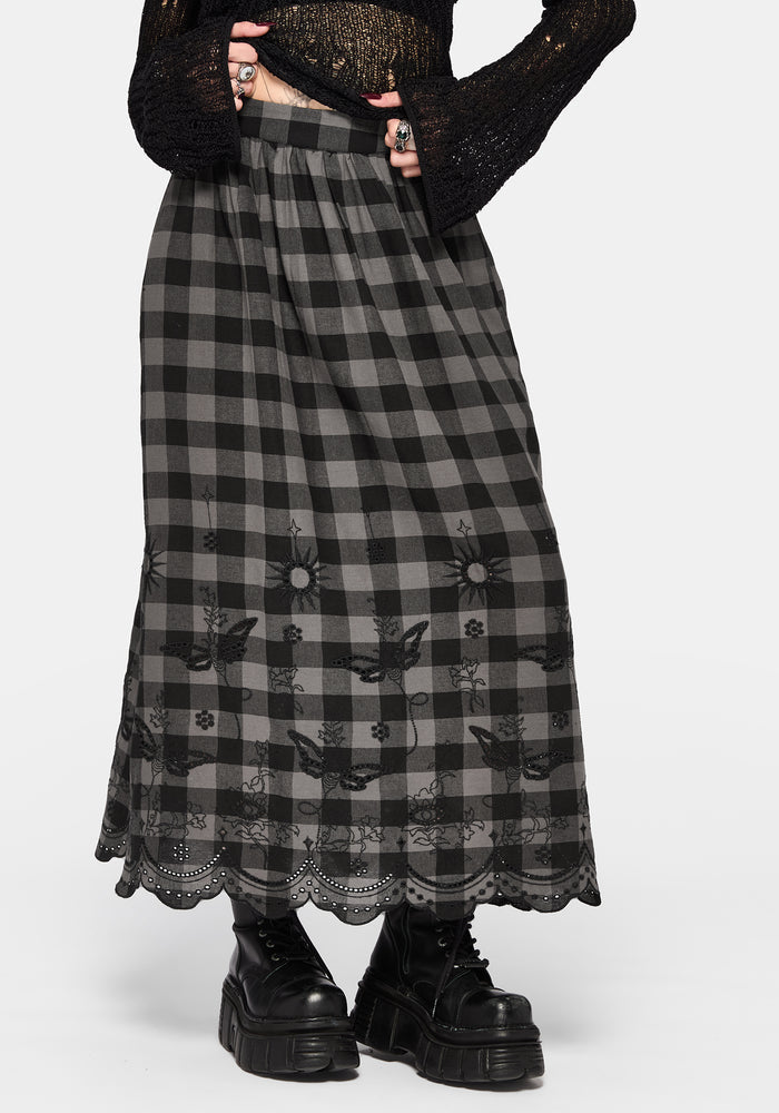 Ashwing Check Broderie Midaxi Skirt