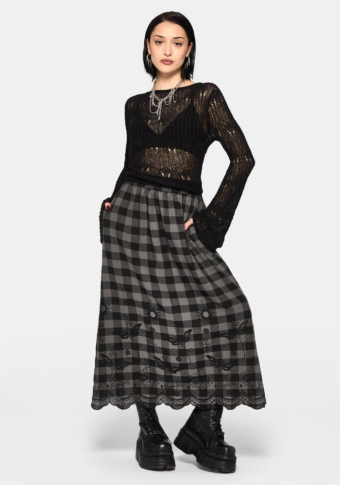 Ashwing Check Broderie Midaxi Skirt