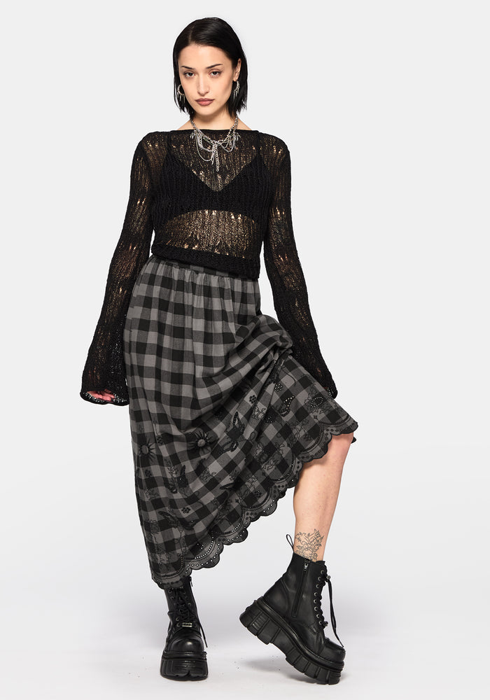 Ashwing Check Broderie Midaxi Skirt