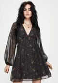 Astralis Floral Stripe Puff Sleeve Mini Dress