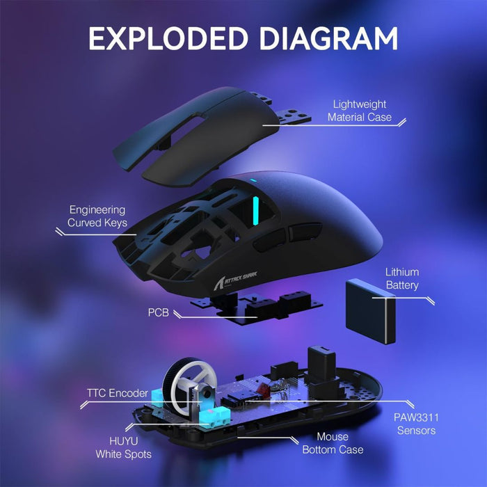 ATTACK SHARK X11  Wireless Gaming Mouse - Black