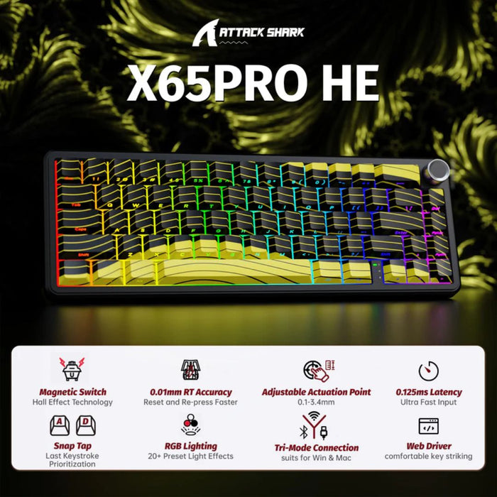ATTACK SHARK X65 PRO Magnetic Keyboard - Yellow Contours