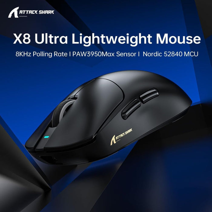 ATTACK SHARK X8 Ultra Tri-mode Wireless Gaming Mouse - Black