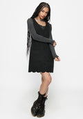 Ayr Broderie Denim Pinafore Dress