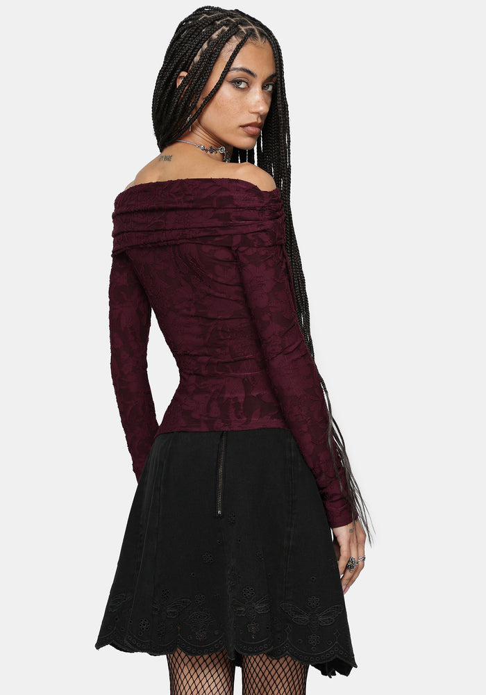 Ayr Broderie Denim Skirt