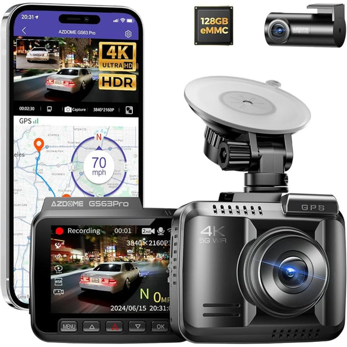 AZDOME GS63H Pro 4K with No-Light Full-Color Night Vision Dash Cam - Black