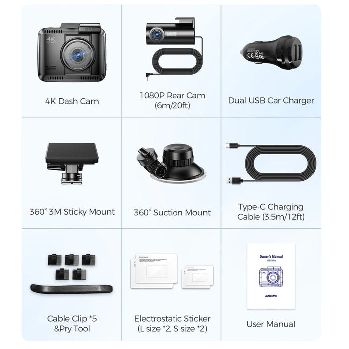 AZDOME GS63H Pro 4K with No-Light Full-Color Night Vision Dash Cam - Black
