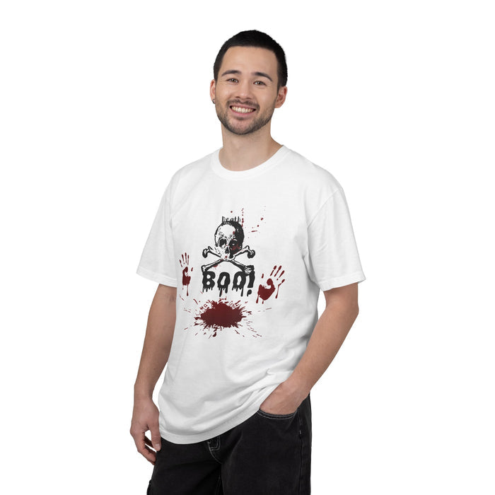 Bad Skull & Blood Handprint T-Shirt — Horror Graphic Tee for Halloween