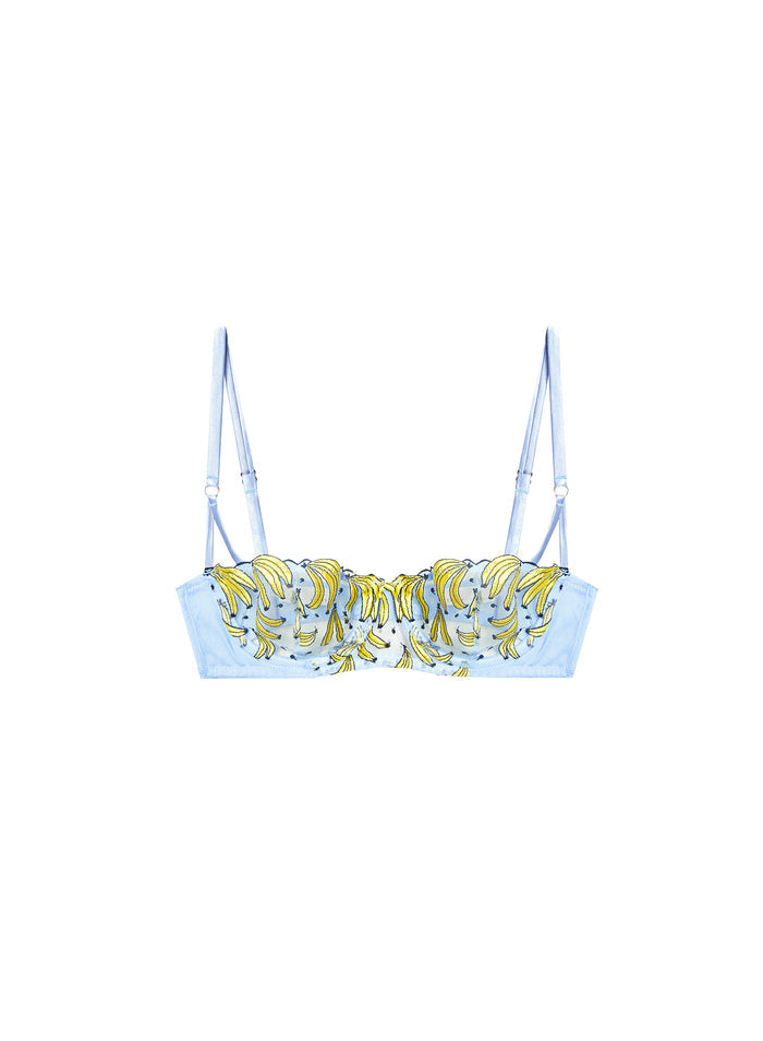 Banana Embroidery Balconette Bra-ice queen-flat